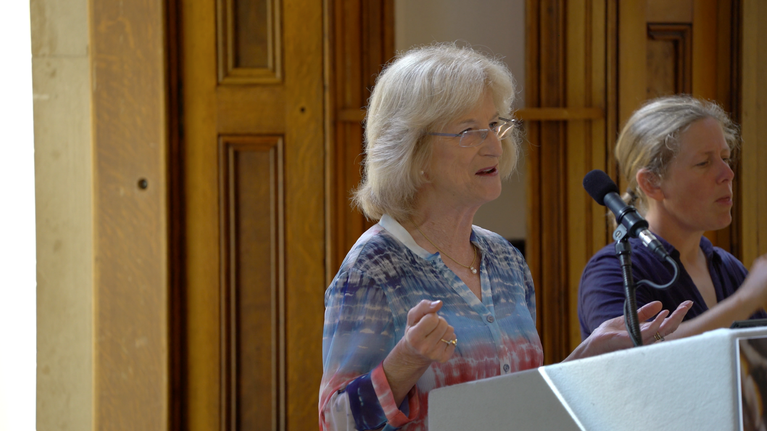 Rosemary Baird Andrae presenting a paper at the A la Ronde Symposium